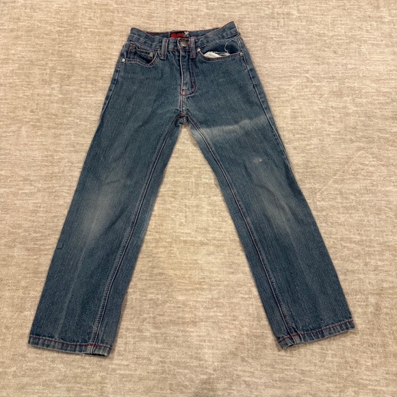 YMI Jeans Girls Denim Red Stitch Detail‎ Pockets Blue Jeans Size 10 - Picture 1 of 10